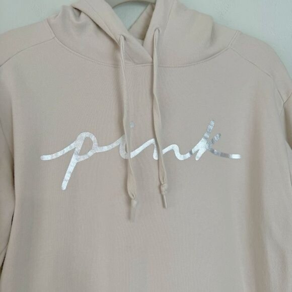 Victoria's Secret PINK beige hooded pullover sweatshirt hoodie XS - Picture 3 of 11